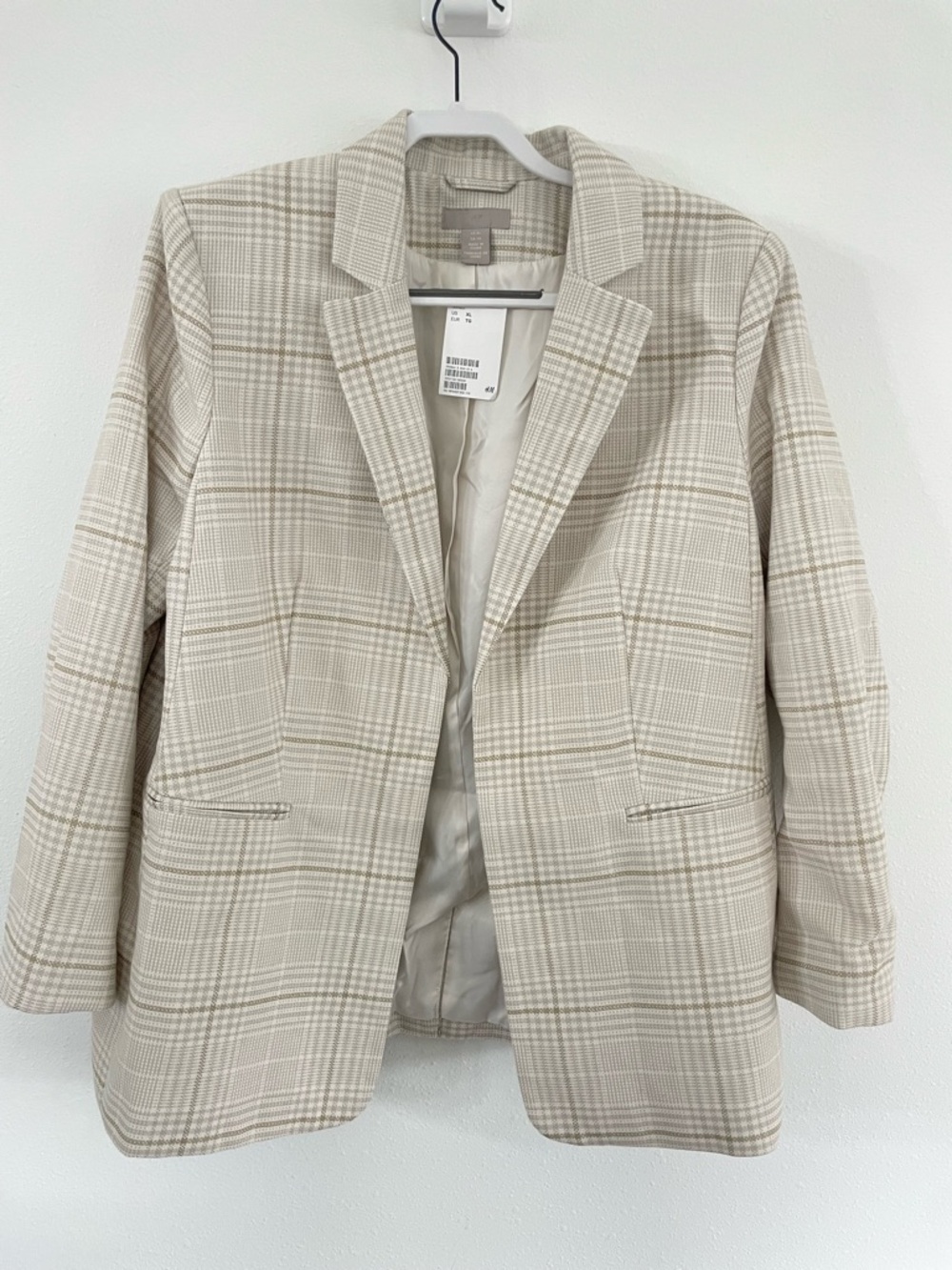 H&M Cream Plaid Blazer